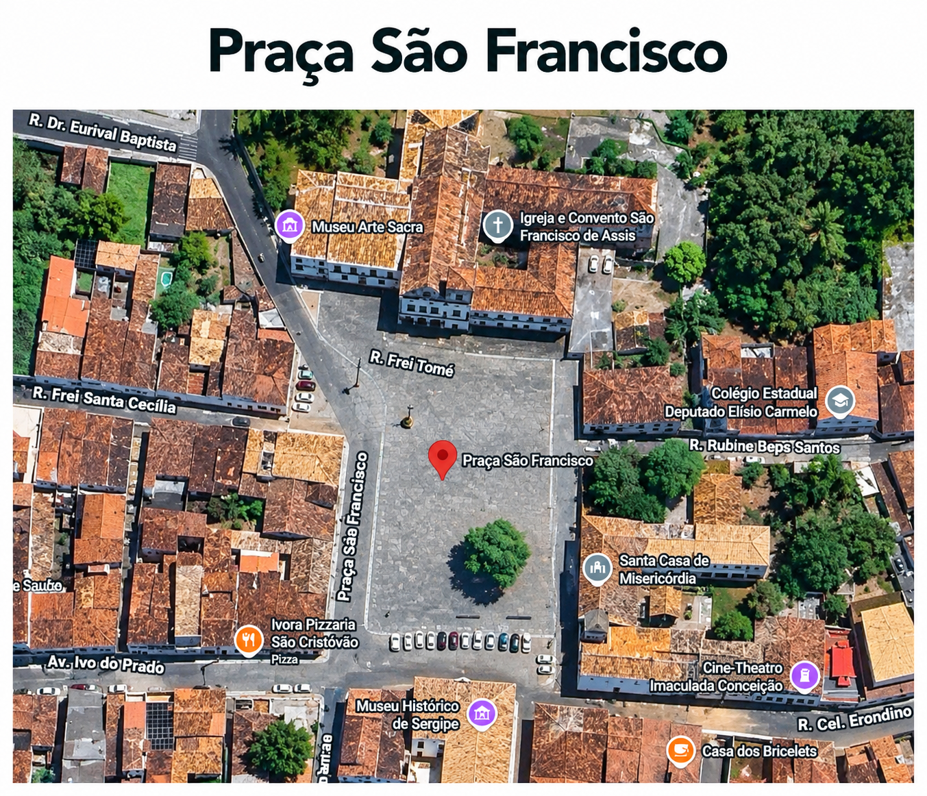Mapa de 🍿 Diversos (Churros, Pipoca, Maçã do Amor, etc.) - Praça São Francisco