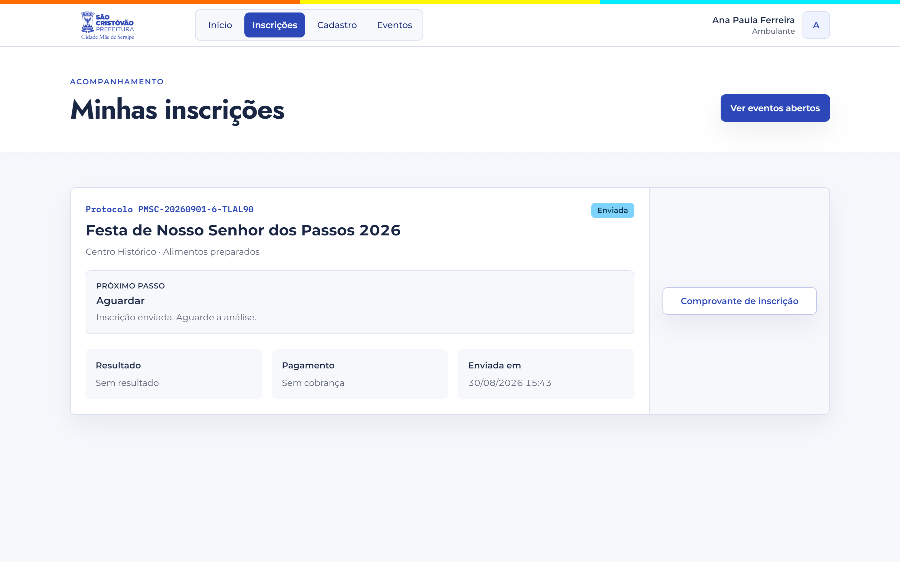 Inscrição enviada