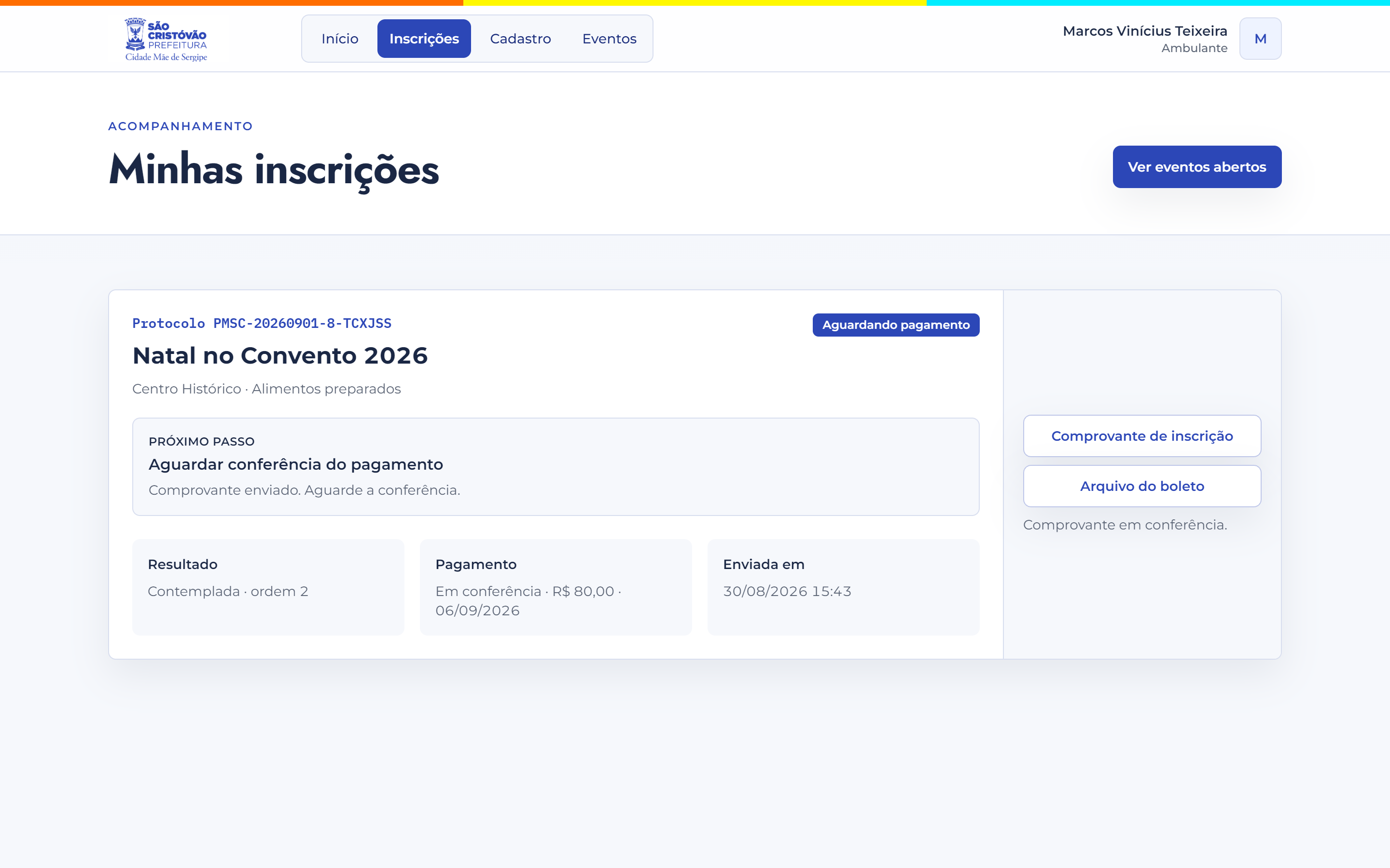 Comprovante em conferência
