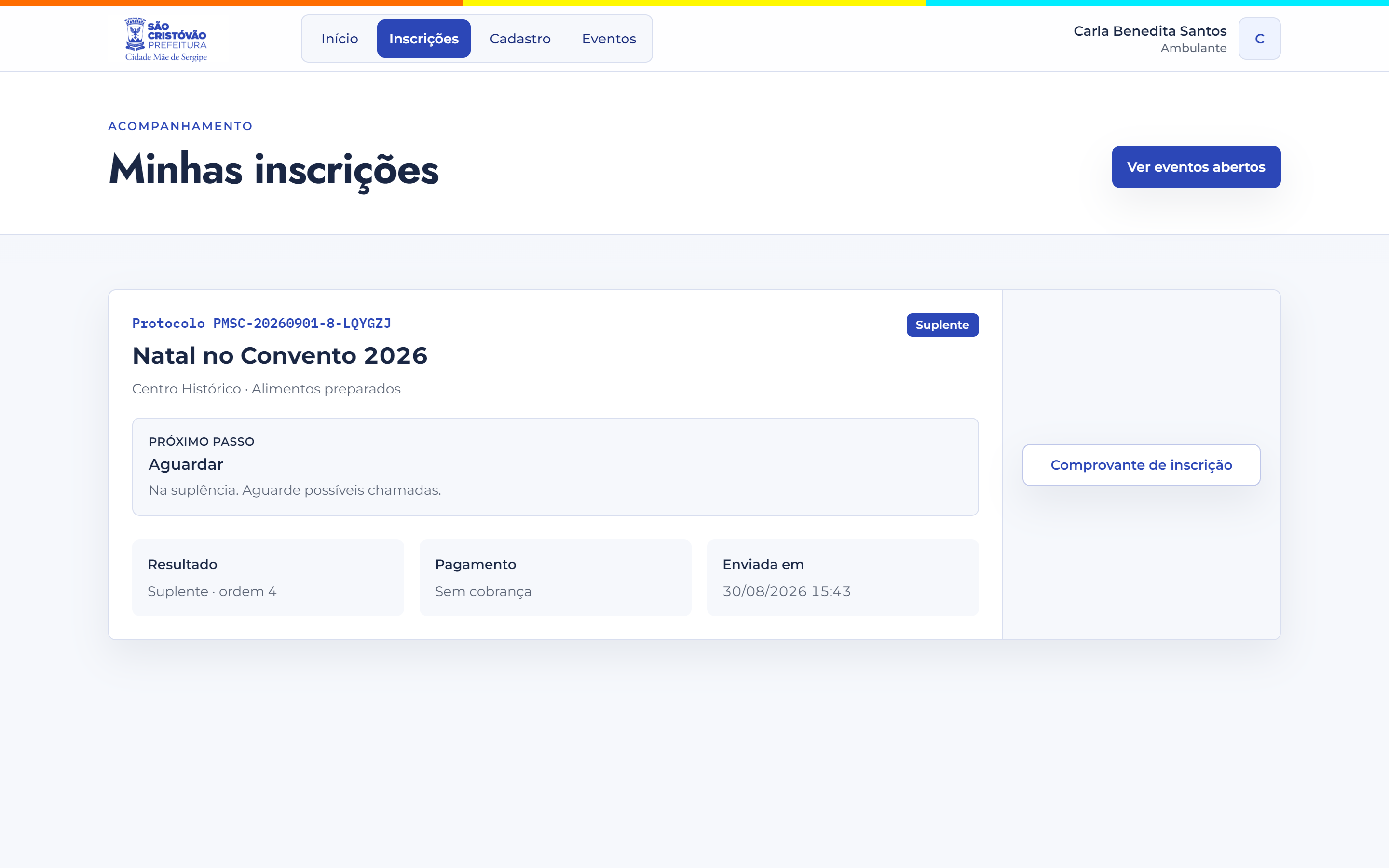 Inscrição suplente
