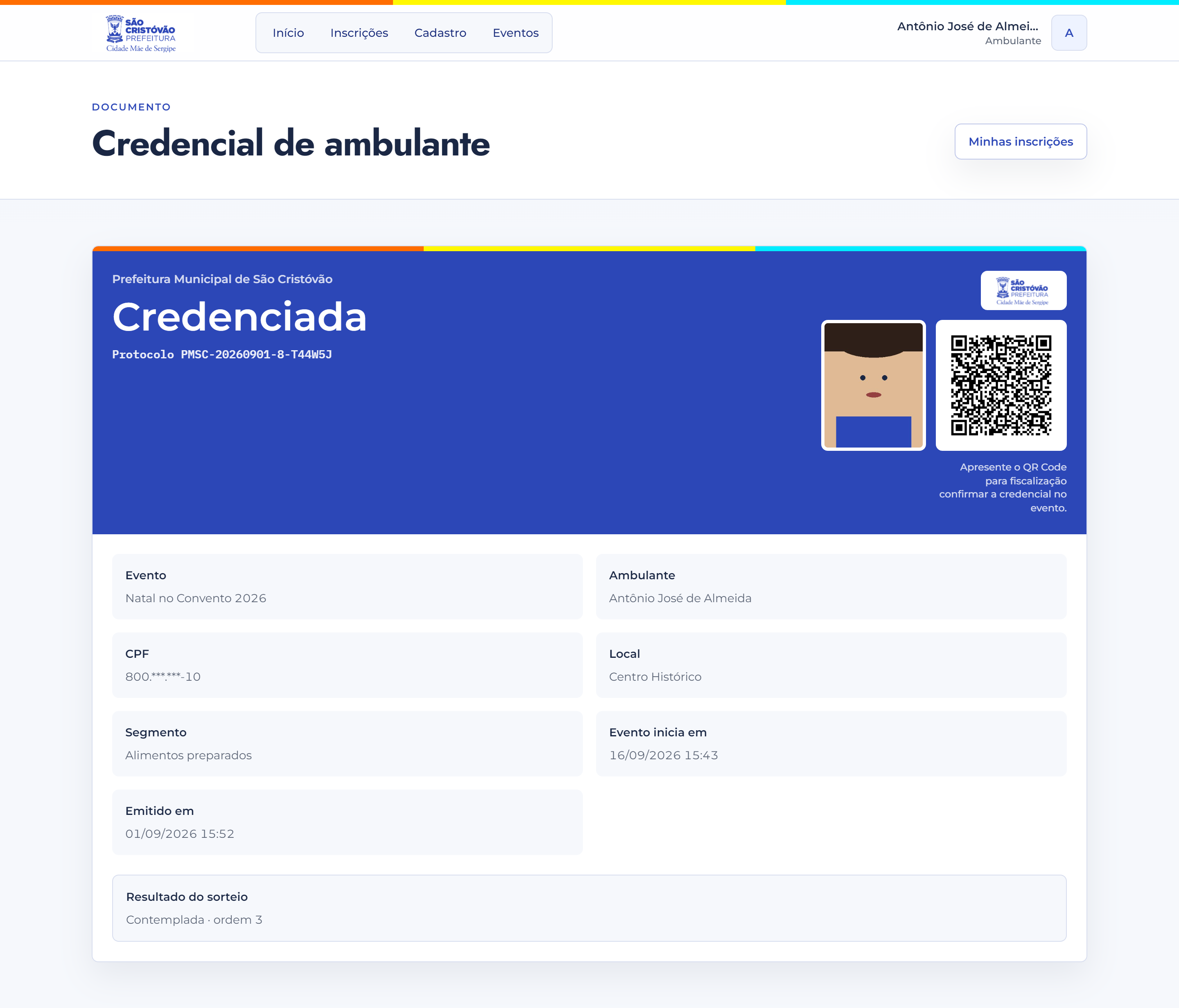 Credencial com QR Code